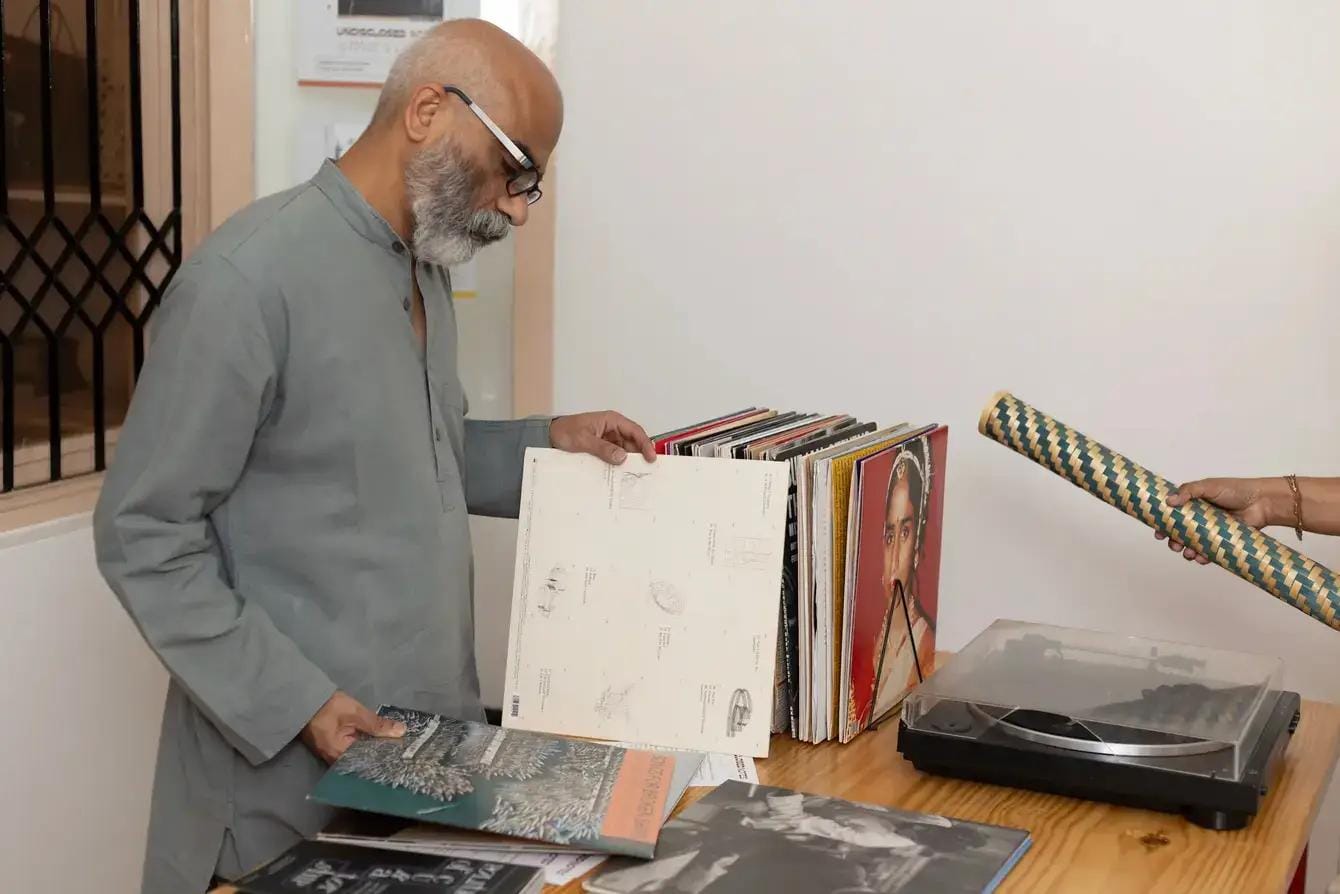 Person browsing records at Lagori in Bengaluru